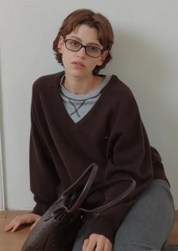 ANC V-NECK KNIT_BROWN