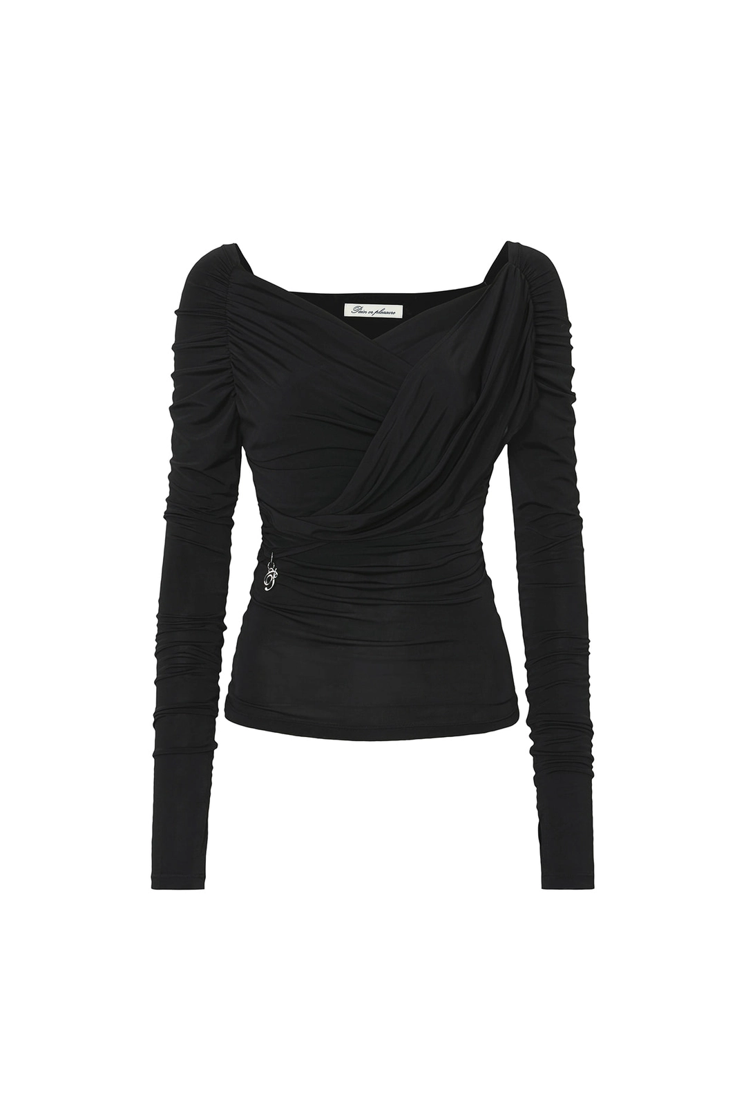 페인오어플레져 DRAPED OFF SHOULDER TOP black 상품 이미지 1