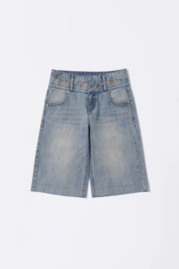 Vine Half Denim Pants Ice Blue