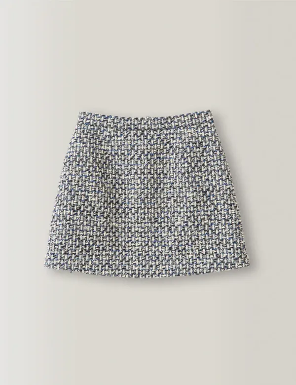 Benny Blue Tweed Skirt (Blue)