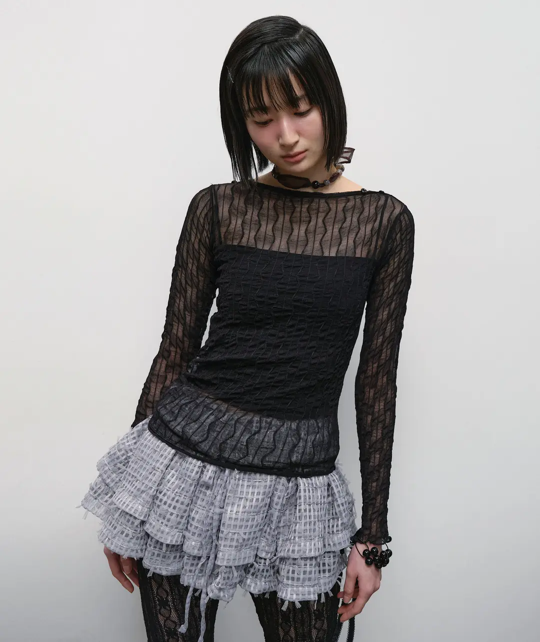 타입서비스 Side Shirring Button Top [Black] 상품 이미지 2