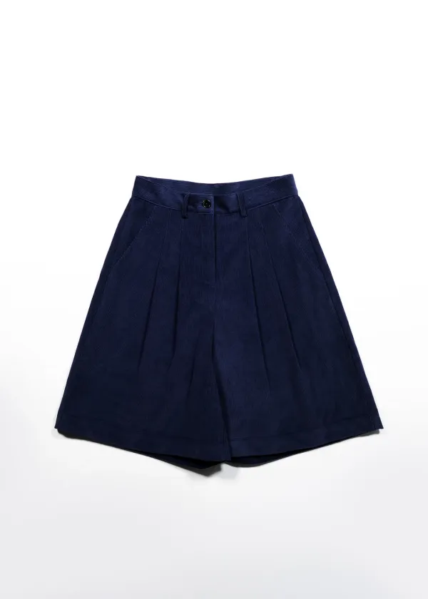 CORDUROY CULOTTE PANTS - NAVY