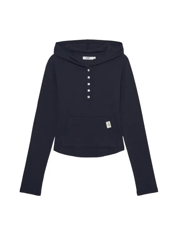 G FINE BUTTON HOODIE (NAVY)