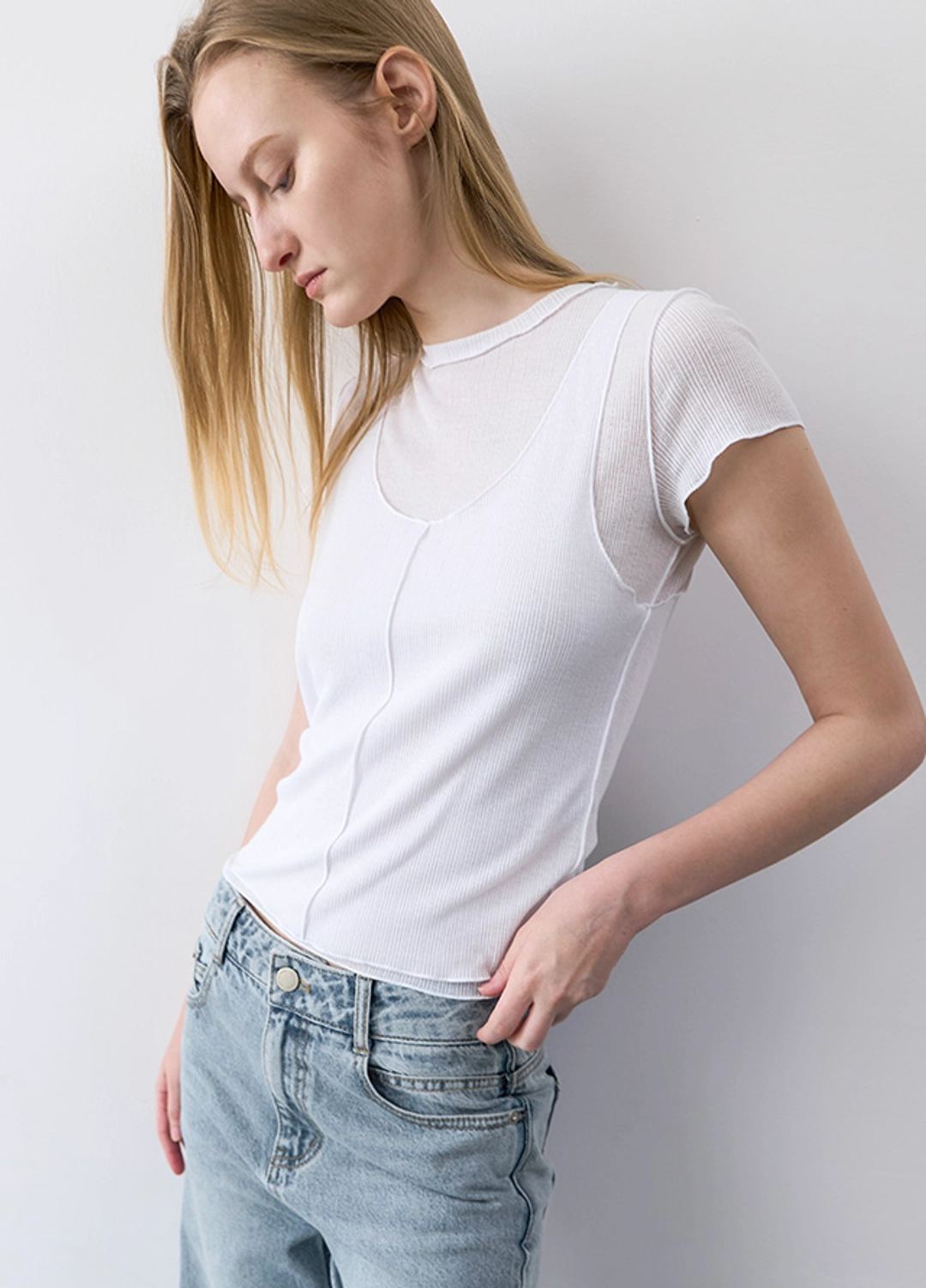 아뜰리에 나인 (T-7226)AN INTERLOCK LAYERED SET TEE 상품 이미지 2