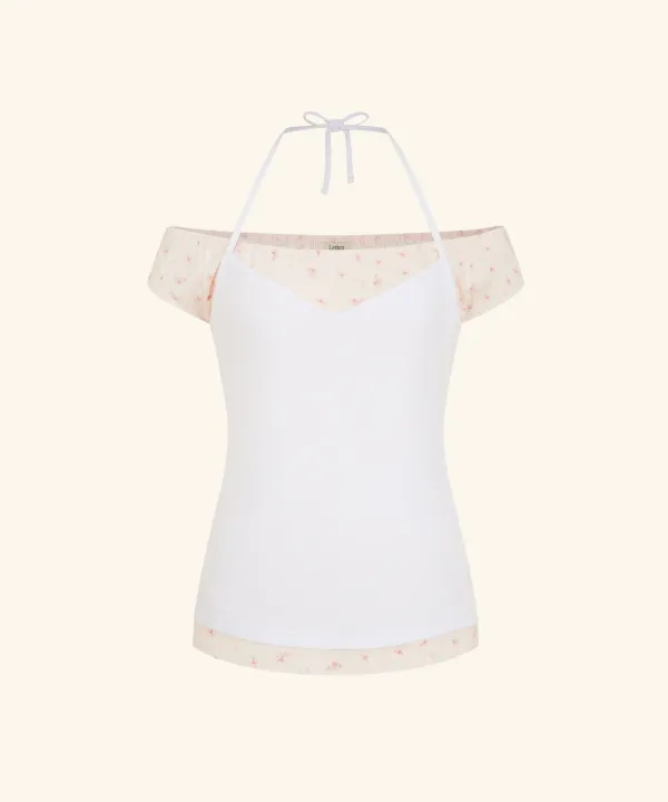 Fair Halter Neck Layered T-Shirt (Ivory)