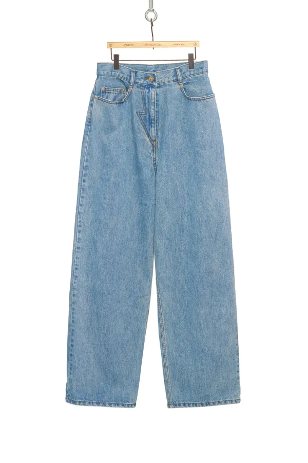 PS26 BLUE WIDE STRAIGHT FIT DENIM PANTS