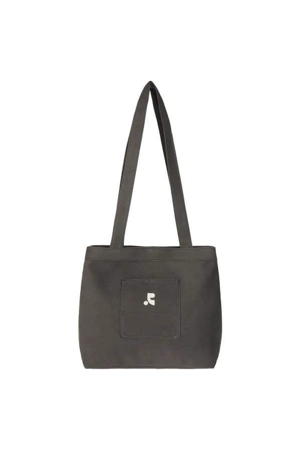 RR WASHED COTTON SHOULDER BAG - CHARCOAL