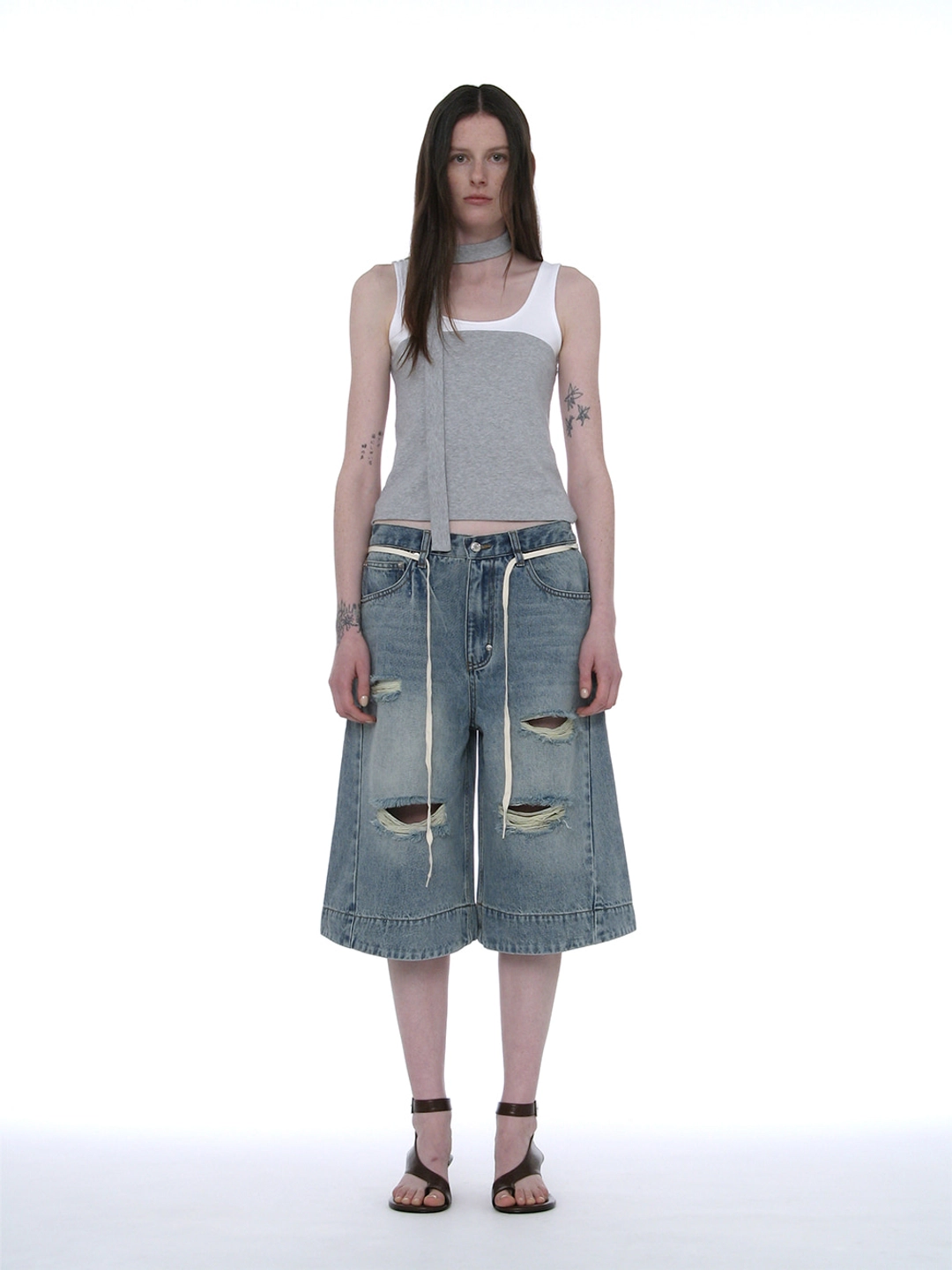 파르티멘토 [WOMEN] DETACHABLE TIE-NECK SLEEVELESS TOP_MELANGE 상품 이미지 2