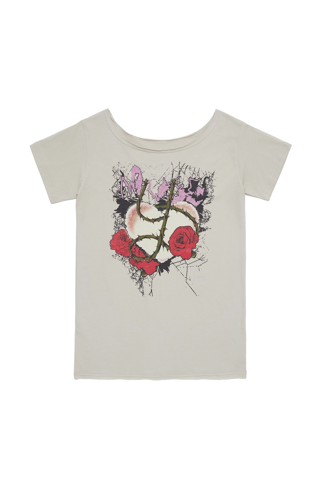 와이이이엘 ROSE GRAPHIC BOATNECK TOP LIGHT BEIGE 상품 이미지 2