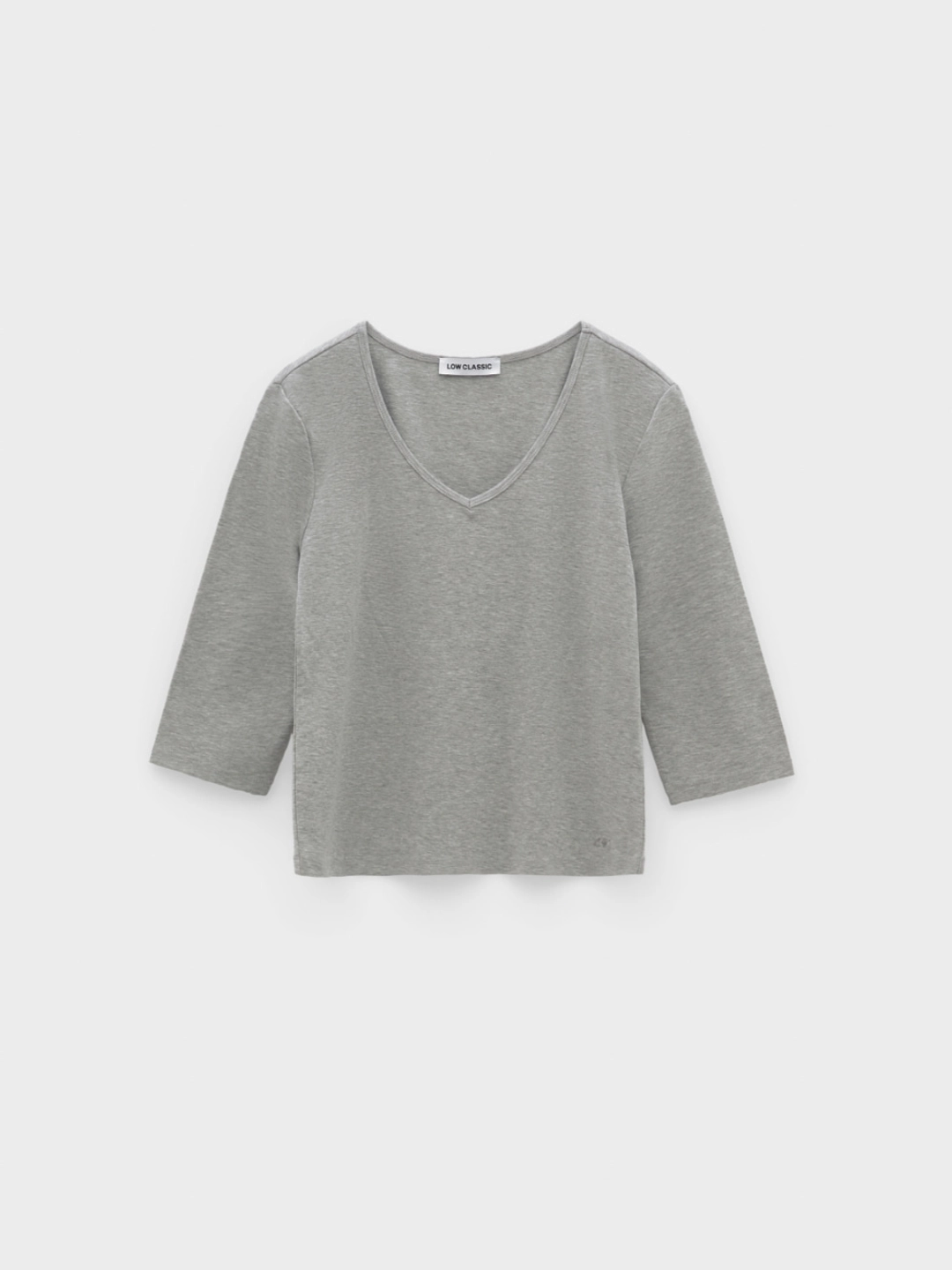 로우클래식 [S: 6/17 예약배송] Deep V-Neck Stretchy T-Shirts_Melange Grey 상품 이미지 1