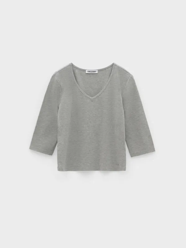 [S: 6/17 예약배송] Deep V-Neck Stretchy T-Shirts_Melange Grey