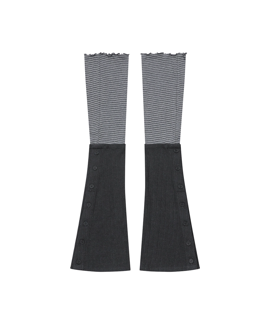미세키서울 [레이 PICK] Striped layered button leg warmer CHARCOAL 상품 이미지 1