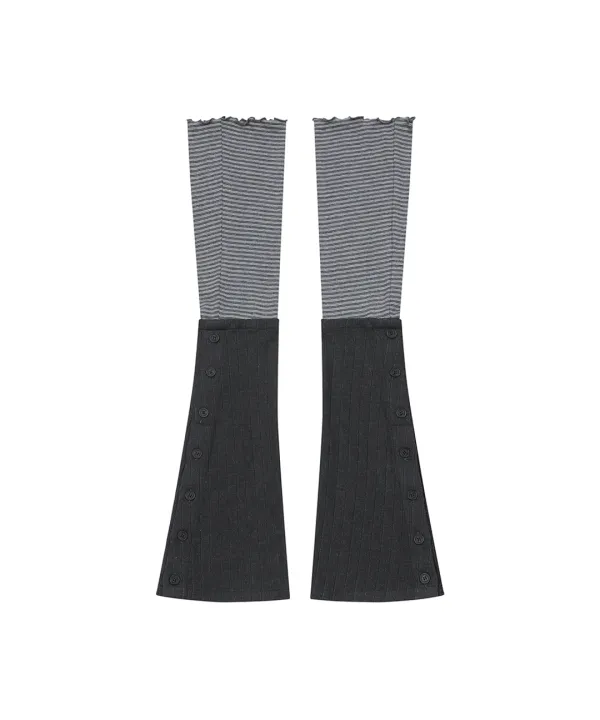 [레이 PICK] Striped layered button leg warmer CHARCOAL