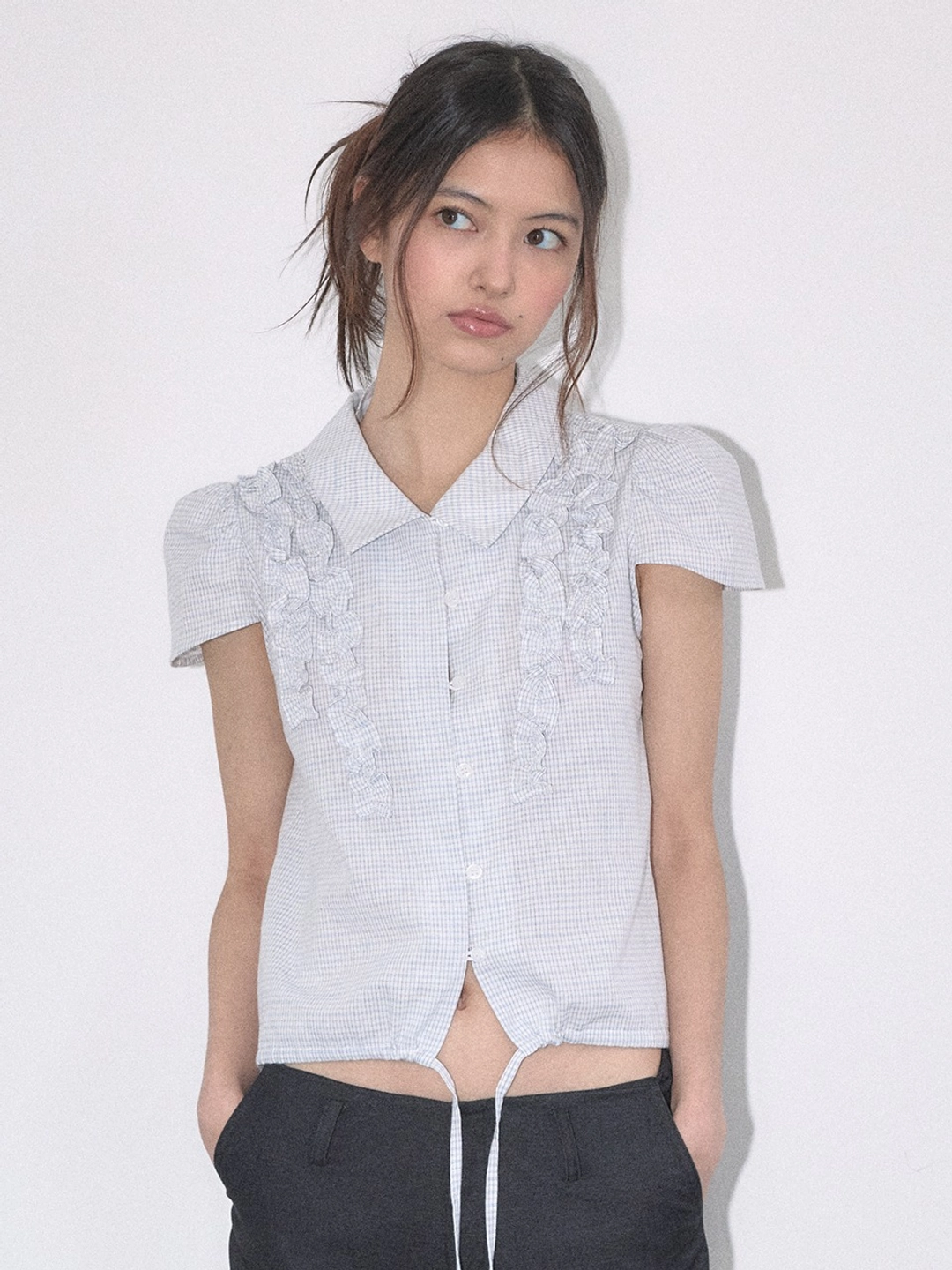마가린핑거스 FRILL MIXED BLOUSE (LIGHT BLUE) 상품 이미지 2