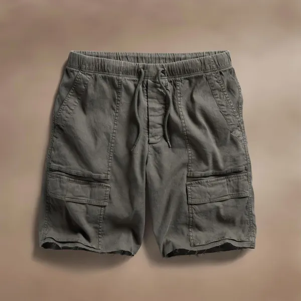 Linen Blend Utility Short - Granite Pigment