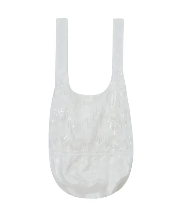 Pailletted Knotted 2-Way Bag [White]