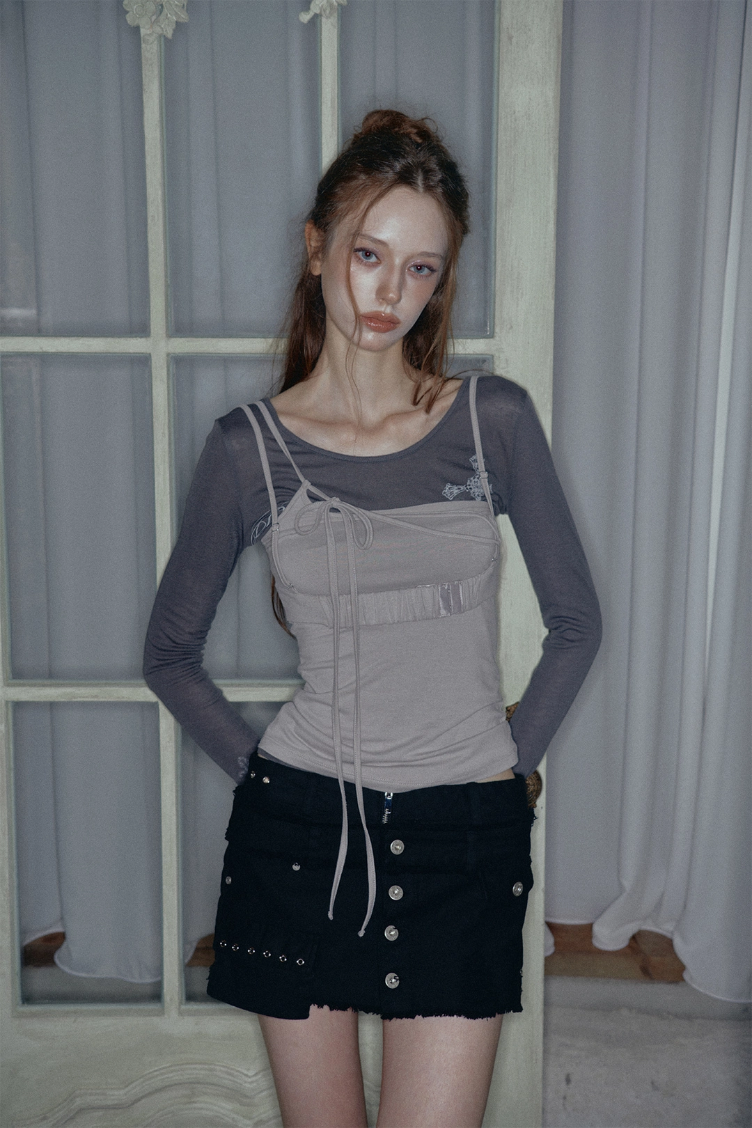 페인오어플레져 CORSET PANEL TOP grey 상품 이미지 1