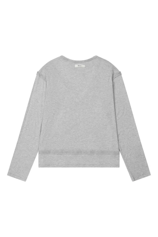 RAW V LONG SLEEVE IN MELANGE GREY