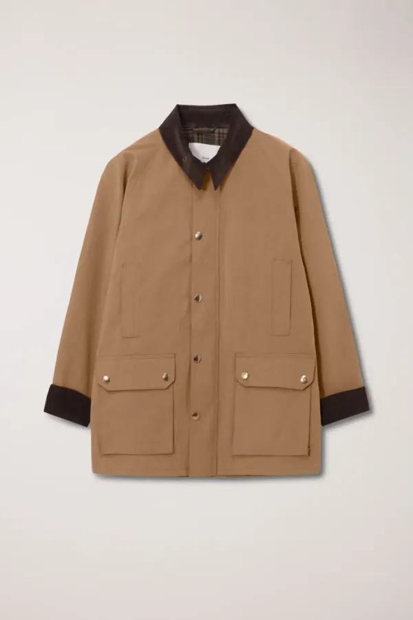 UNISEX WAXED COTTON HUNTING JACKET TAN BROWN