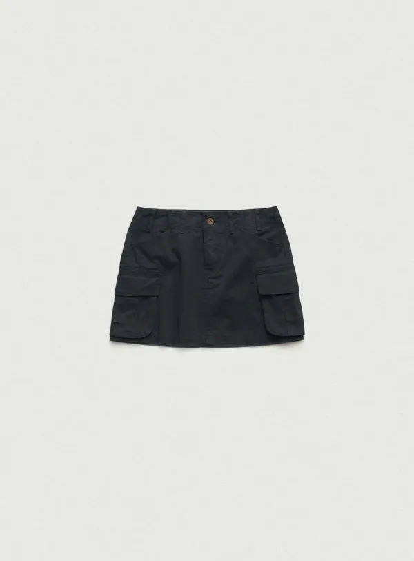Heather Cargo Mini Skirt_Navy