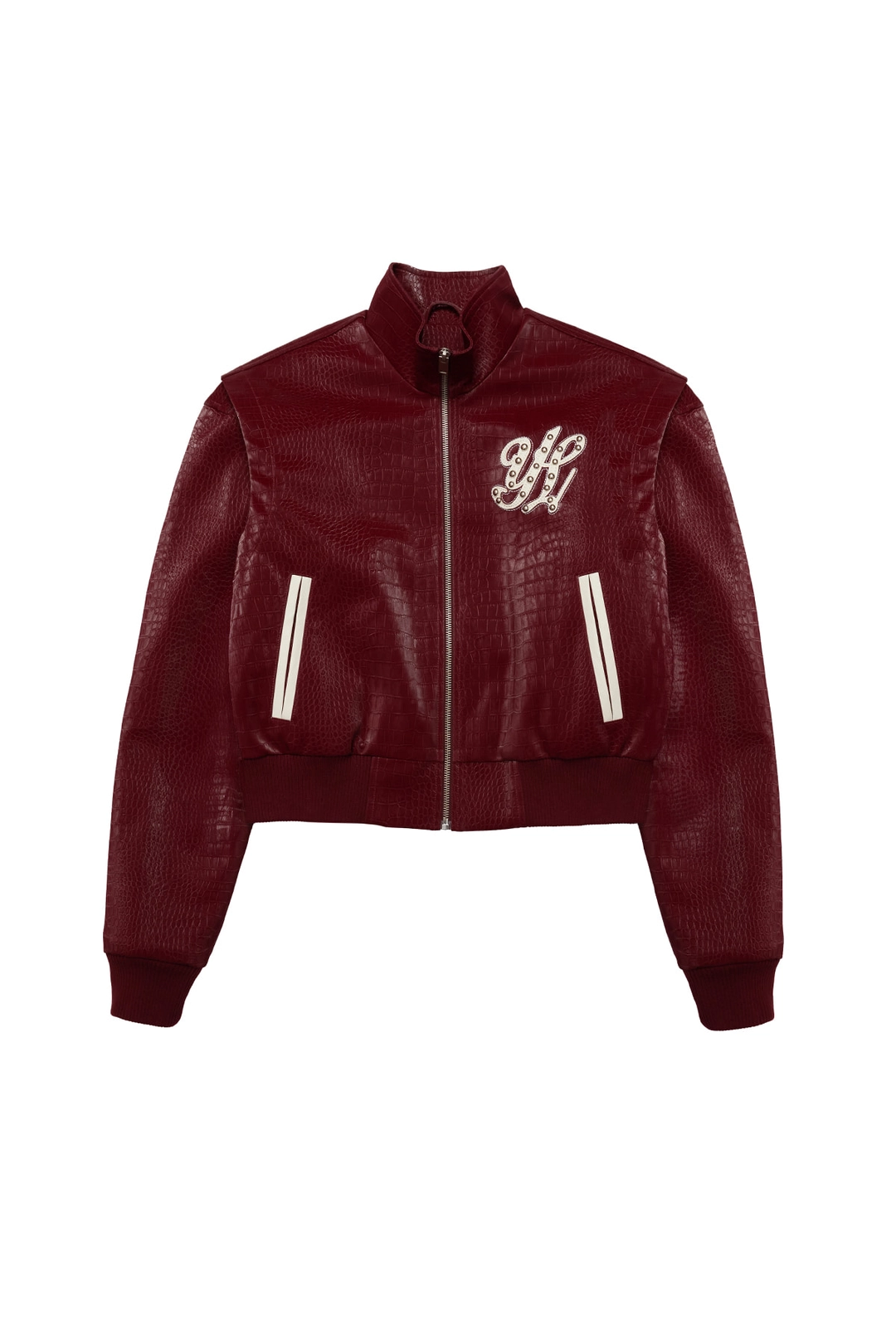 와이이이엘 FAUX CROCODILE LEATHER WINGED JACKET WINE 상품 이미지 3