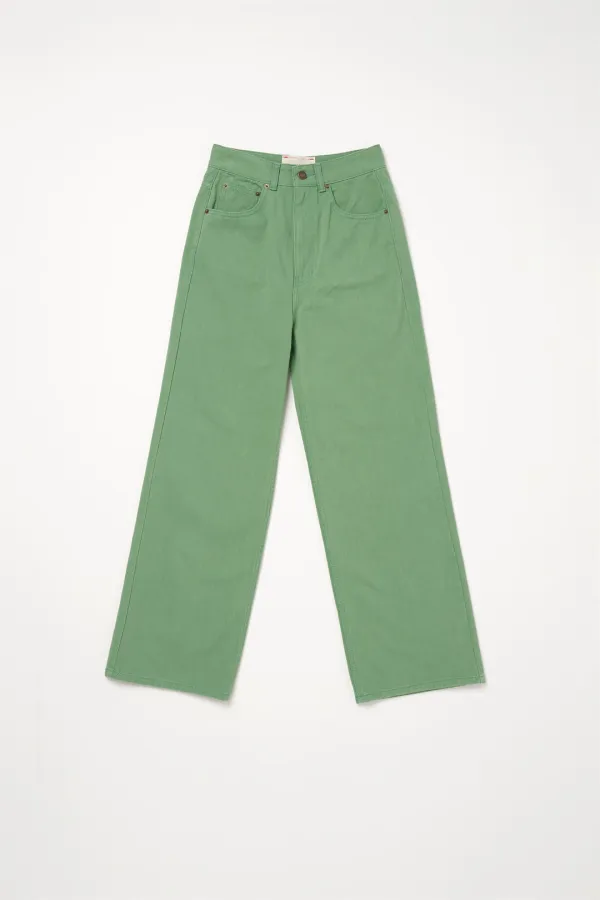 Via Elly wide denim pants (Green)