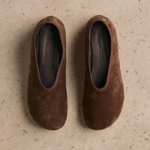 Women's Binded Suede Ballet Flat - Coffee Brown