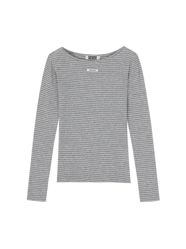 STRIPED BASIC BOATNECK TOP_GREY