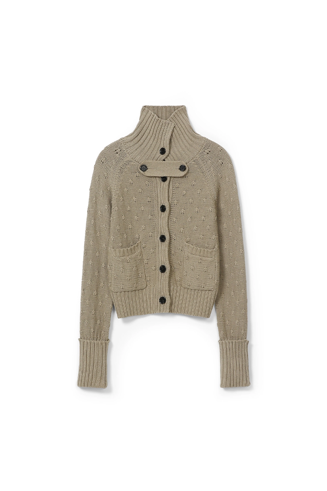 썬번프로젝트 HIGH NECK POINTELLE CARDIGAN, BEIGE 상품 이미지 1