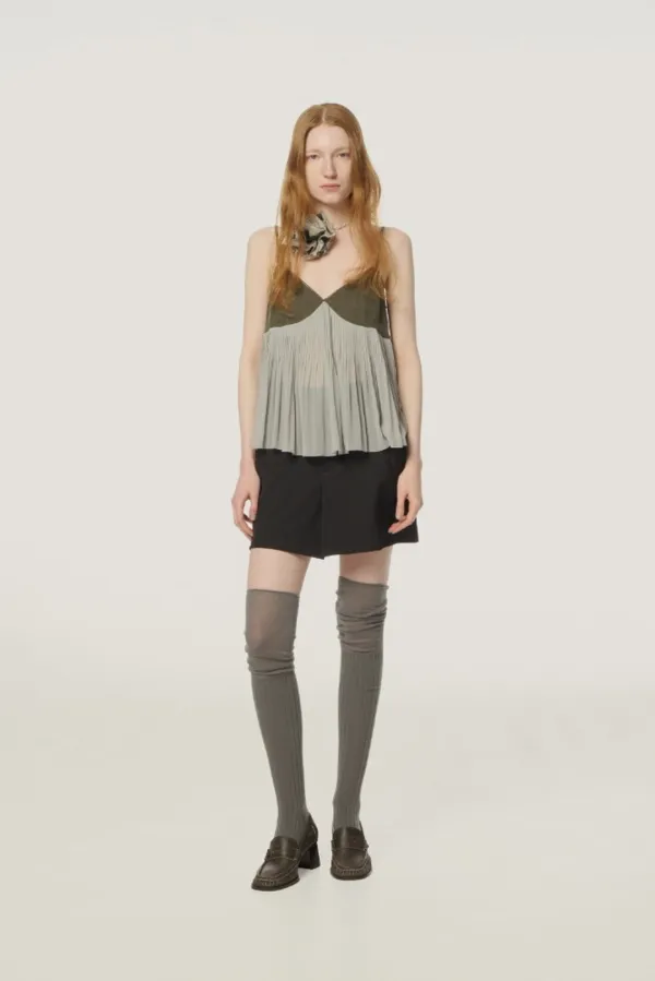 Cava Contrast Top khaki