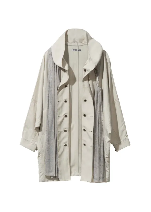 Hooded Coat w/ Graphic Muffler