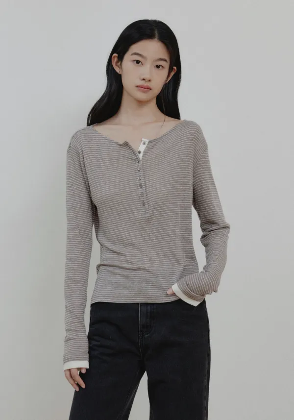 Kianna Henley Neck Stripe Tee