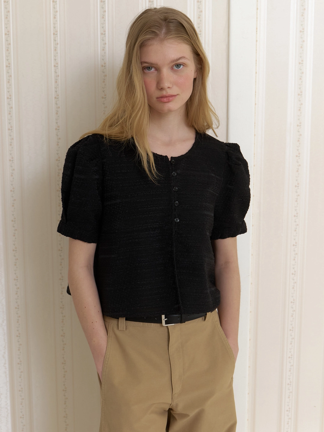 어몽 A PUFF BLOUSE JACKET_BLACK 상품 이미지 3