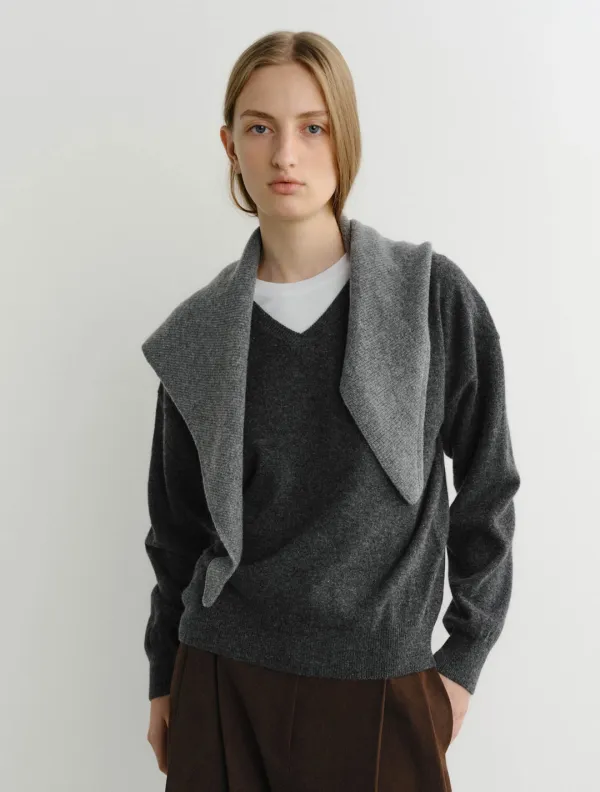 Roy Cashmere Knit Scarf (Grey)