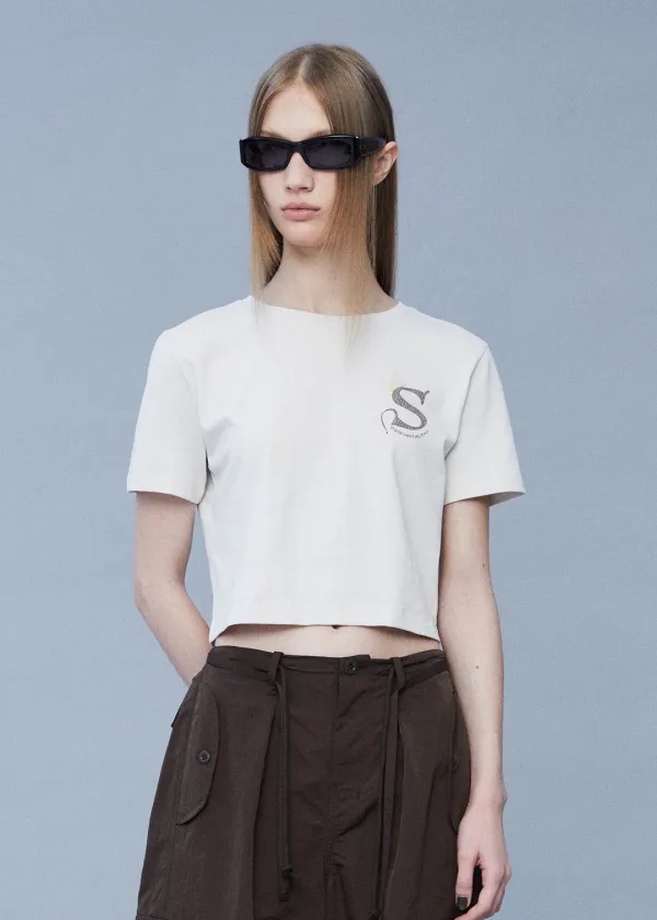 [PISCESS X SATUR WOMAN]Sun-up Crop T-shirts_Fade Oatmeal