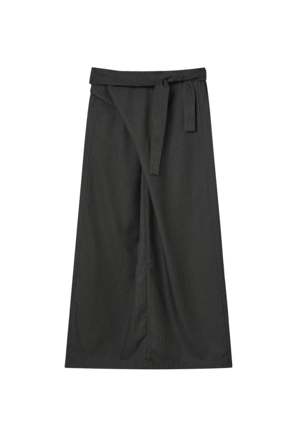 [1st REORDER] STRIPE WRAP SKIRT [GREY]