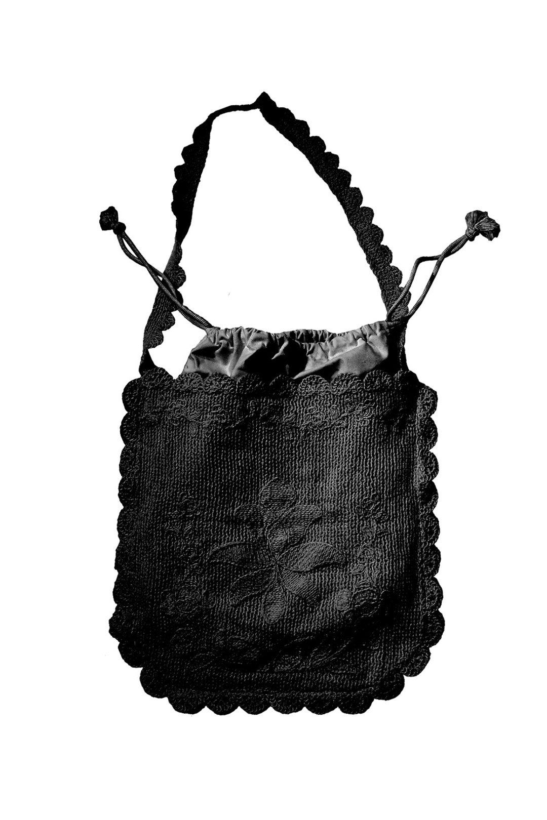 오드원아웃 FLOWER LACE KNIT SHOULDER BAG BLACK 상품 이미지 1