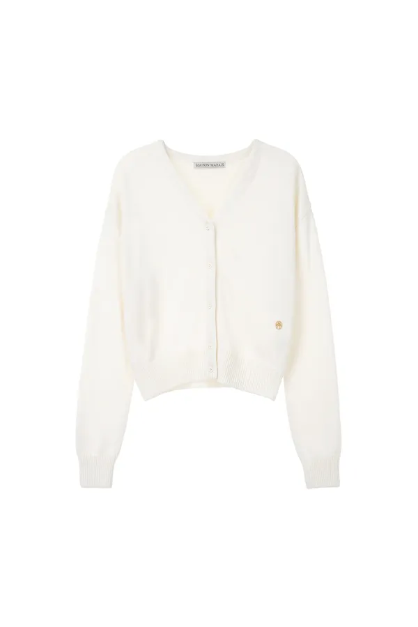 Wool Cotton Cardigan, Ivory