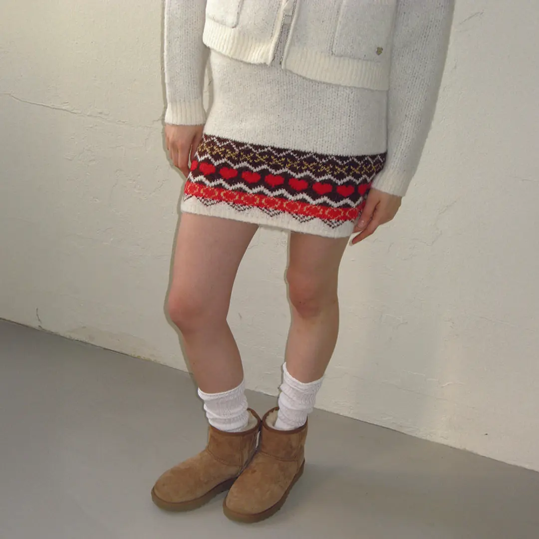 론론 HEART NORDIC ZIP UP SKIRT IVORY 상품 이미지 2