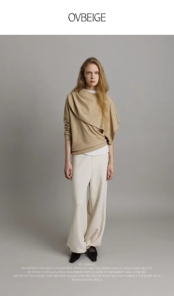 VISCOSE DOUBLE-FACED CINCHED PANTS_OAT BEIGE