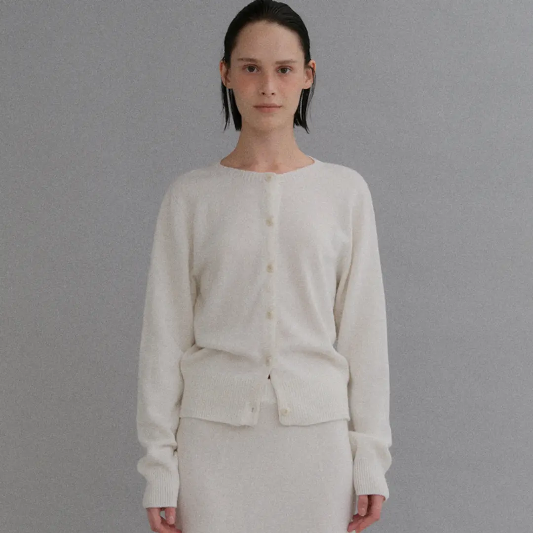 베이오드 Cashmere wholegarment round cardigan_ivory 상품 이미지 1