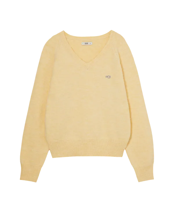 SYMBOL V NECK KNIT [YELLOW]