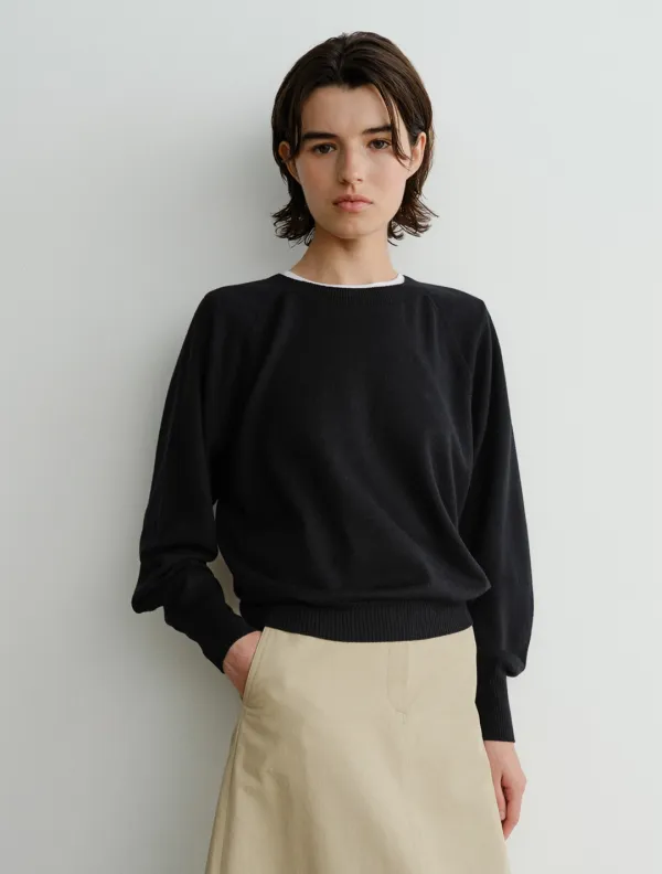 Lua Round Sleeve Cardigan (Black)