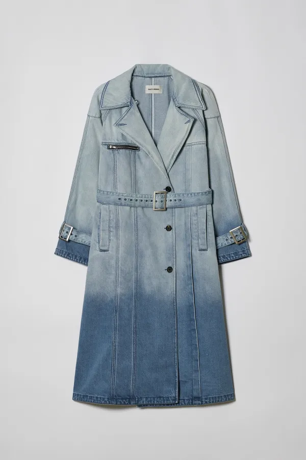 GRADATION DENIM TRENCH COAT [BLUE]