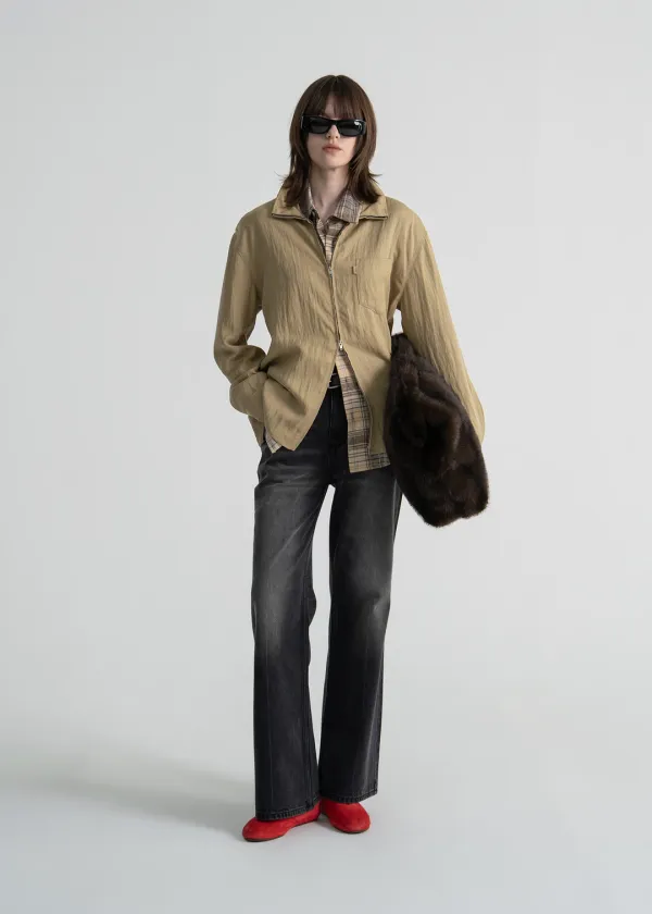 W WASHED FLARED JEANS - BLACK