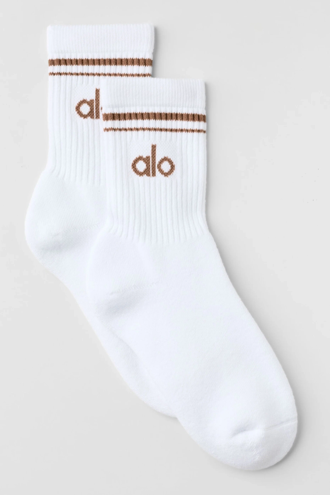 알로요가 Unisex Half-Crew Throwback Sock - White/Sun Kissed Brown 상품 이미지 1