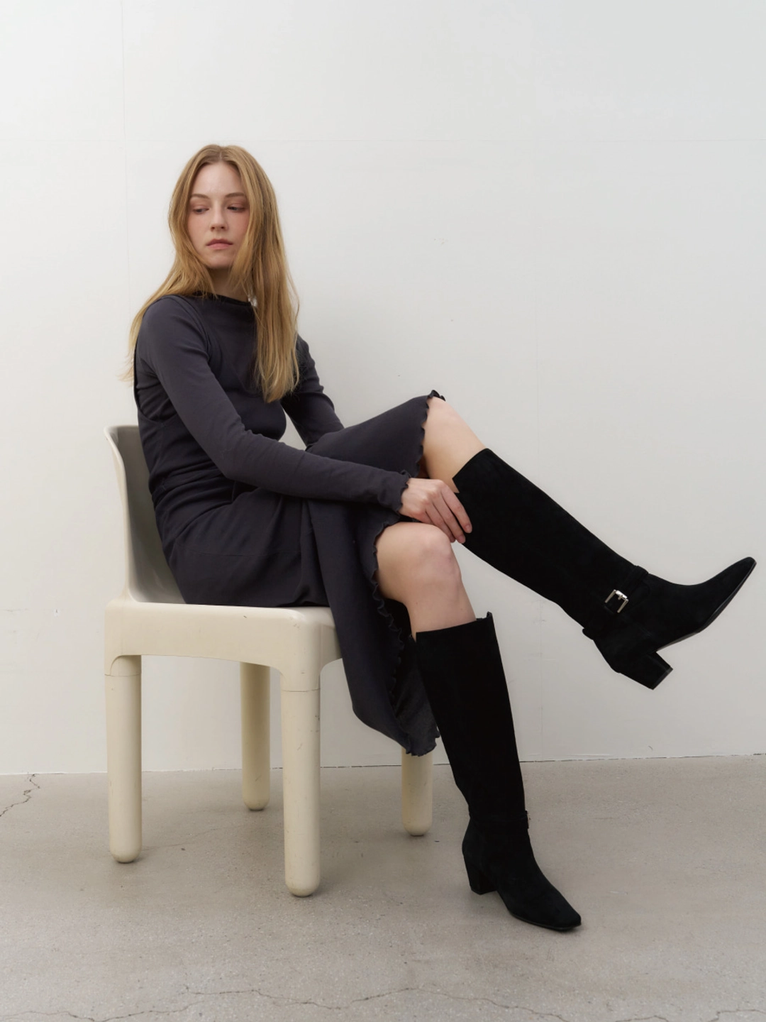 러브듀이 DOVE long boots / 블랙스웨이드 상품 이미지 2