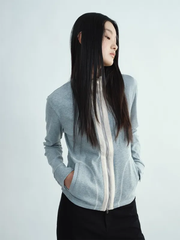 Stitch Jersey Zip Up [Melange Gray]