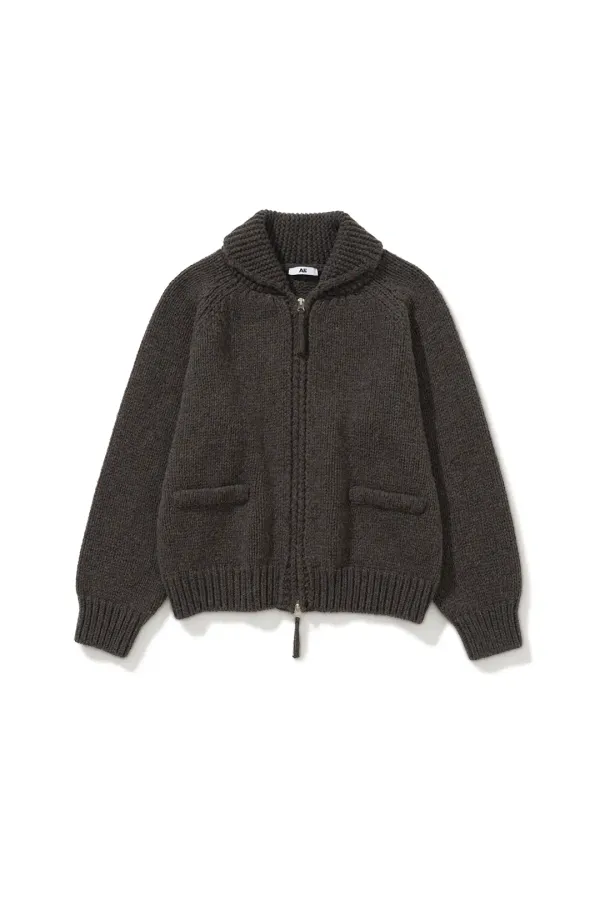 Basic Knit Zip-up Brown