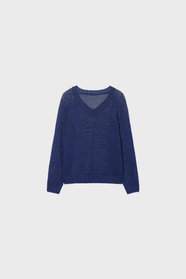 Paper V-Neck Knit (Ivory / Blue / Brown / Dark Gray)